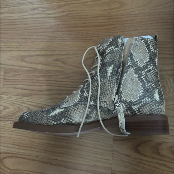 Sam Edelman Snake Print Lace Up Boots - Picture 2 of 4